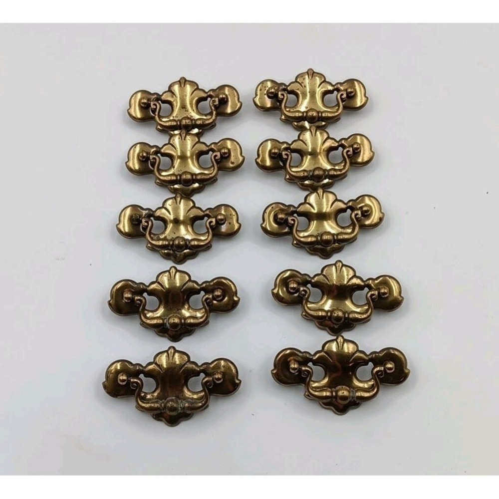 10 VTG Brass Drawer Pulls Handles Drop Handle N17506 KBC6